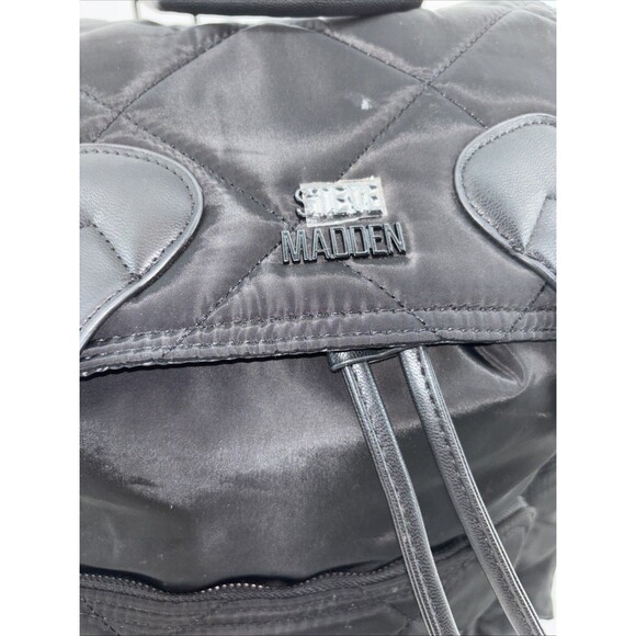 Steve Madden Bqueens Black Quilted Large Backpack Bag Pockets - Picture 2 of 11